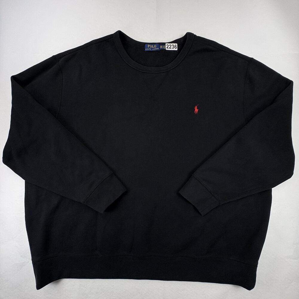 Polo Ralph Lauren Sweatshirt Mens 3XB Black Fleece Crewneck Pullover Logo Casual